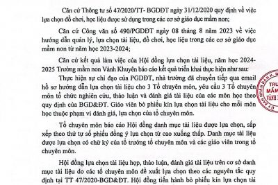 Báo cáo kết quả phê duyệt lựa chọn danh mục tài liệu năm học 2024-2025